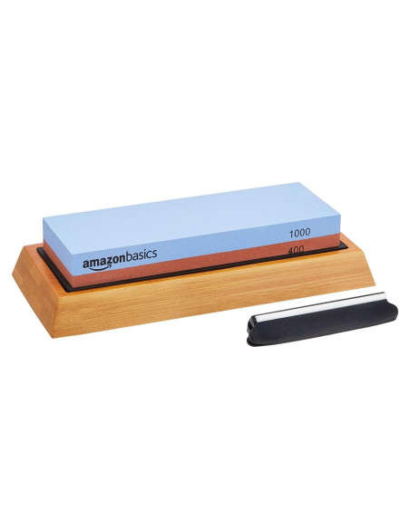 Piedra de Afilar Amazon Basics Doble Cara 400/1000 con Base Antideslizante