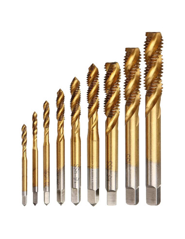 Juego de 9 Brocas de Rosca Titanio Yakamoz HSS M2 a M12