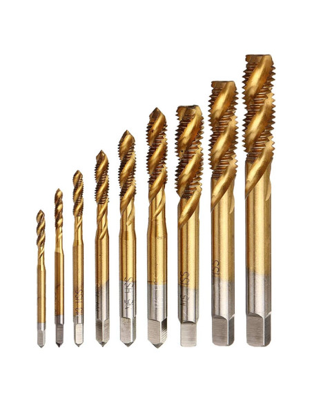 Juego de 9 Brocas de Rosca Titanio Yakamoz HSS M2 a M12