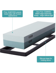 Piedra de Afilar Cuchillos MIDO 400/1000 con Base Antideslizante 2