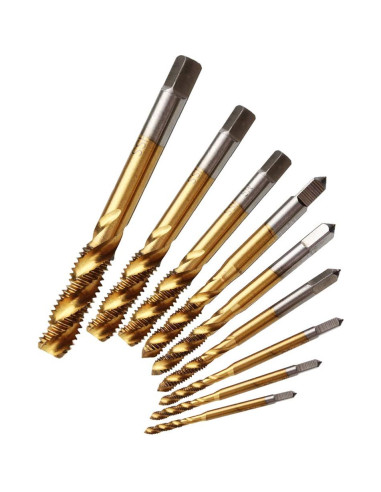 Juego de 9 Brocas de Rosca Titanio Yakamoz HSS M2 a M12