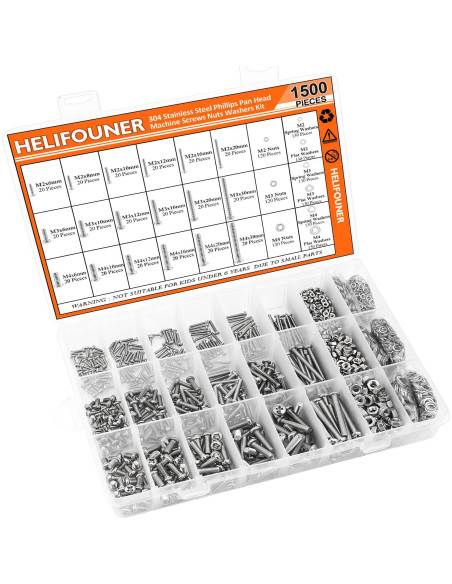 Kit 1500 Piezas Tornillos Acero Inoxidable M2 M3 M4 Phillips Kit 1500 Piezas Tornillos Acero Inoxidable M2 M3 M4 Phillips
