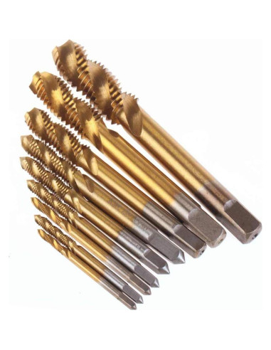 Juego de 9 Brocas de Rosca Titanio Yakamoz HSS M2 a M12