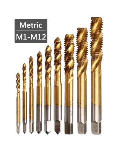 Juego de 9 Brocas de Rosca Titanio Yakamoz HSS M2 a M12