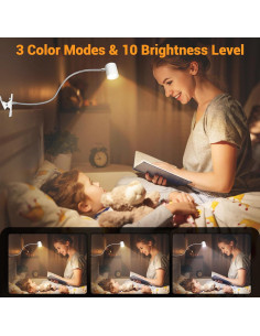 Luz de lectura LED con clip BEST WORLD 3 modos 10 niveles 2