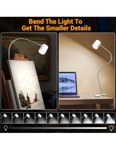Luz de lectura LED con clip BEST WORLD 3 modos 10 niveles