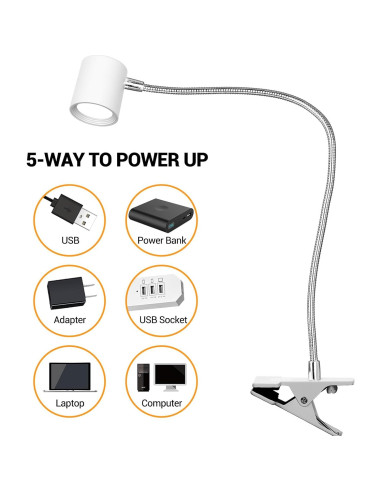 Luz de lectura LED con clip BEST WORLD 3 modos 10 niveles