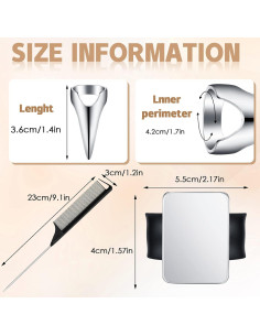 Juego de 10 Anillos Separadores y 3 Peines Patelai - Negro y Plata 2