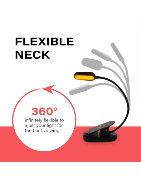 Luz de Libro LED Ámbar Hooga Recargable con Clip 1600K