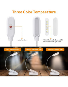 Luz de Libro Clip LEPOWER LED 5 Lúmenes Blanca Portátil 2