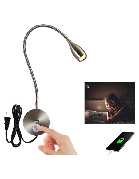 Luz de lectura LED regulable CRISETEK 3W cuello de ganso