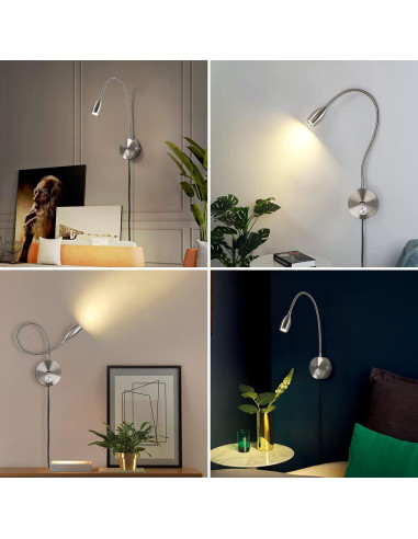 Luz de lectura LED regulable CRISETEK 3W cuello de ganso