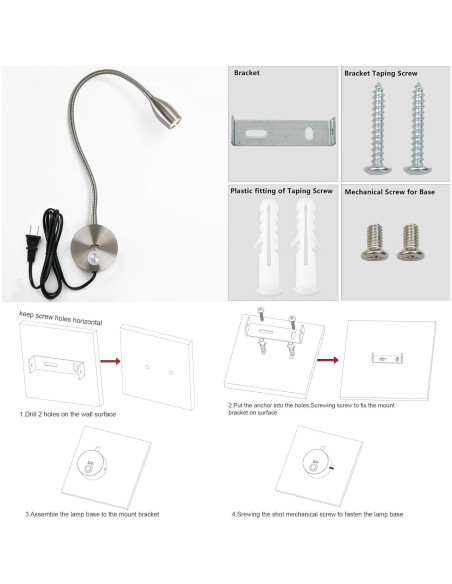 Luz de lectura LED regulable CRISETEK 3W cuello de ganso