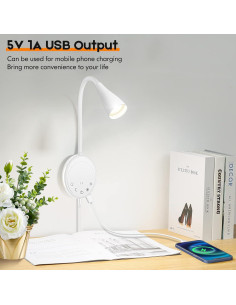 Luz de Lectura LED SANKEDOU Pared Blanca 5 Niveles USB 2