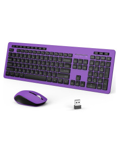 Combo Teclado y Ratón Inalámbrico seenda 2.4GHz Negro y Púrpura