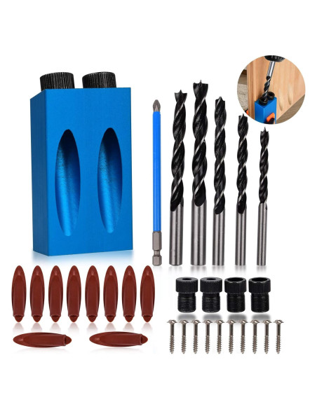 Kit de Jig de Agujero de Pocket Eschen 34 Piezas para Carpintería