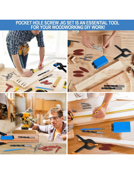 Kit de Jig de Agujero de Pocket Eschen 34 Piezas para Carpintería