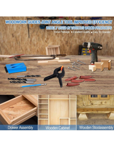 Kit de Jig de Agujero de Pocket Eschen 34 Piezas para Carpintería