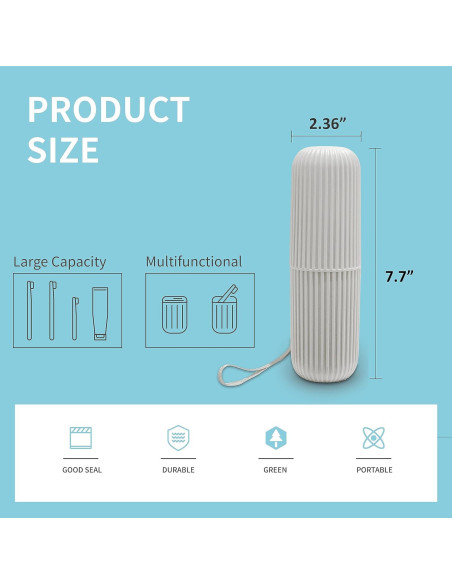 Estuche de Cepillo de Dientes Sunenlyst 2 Pcs Verde y Gris