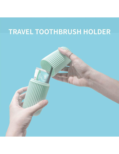 Estuche de Cepillo de Dientes Sunenlyst 2 Pcs Verde y Gris