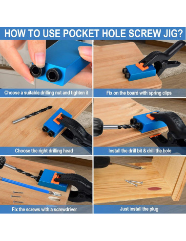 Kit de Jig de Agujero de Pocket Eschen 34 Piezas para Carpintería