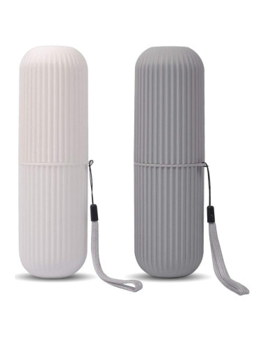 Estuche para Cepillo de Dientes UCEC Viaje 2 Piezas Gris Blanco