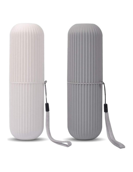 Estuche para Cepillo de Dientes UCEC Viaje 2 Piezas Gris Blanco