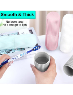 Estuche para Cepillo de Dientes UCEC Viaje 2 Piezas Gris Blanco 2