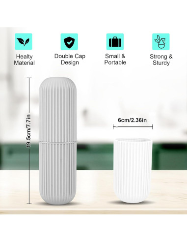 Estuche para Cepillo de Dientes UCEC Viaje 2 Piezas Gris Blanco