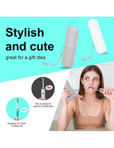 Estuche para Cepillo de Dientes UCEC Viaje 2 Piezas Gris Blanco