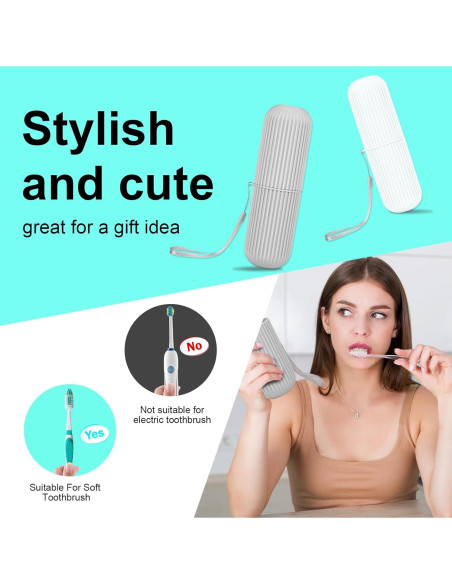 Estuche para Cepillo de Dientes UCEC Viaje 2 Piezas Gris Blanco