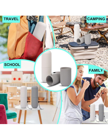 Estuche para Cepillo de Dientes UCEC Viaje 2 Piezas Gris Blanco