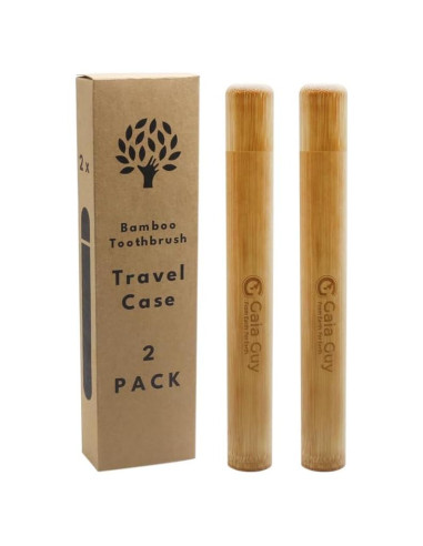 Estuche de Viaje para Cepillos de Dientes Gaia Guy 2 Pack - Bambú