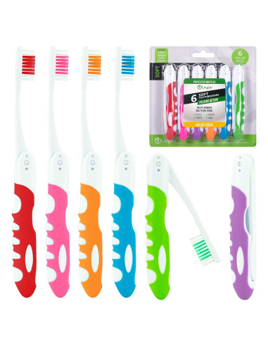 Cepillo de Dientes de Viaje Lingito 6 Piezas Suave Multicolor