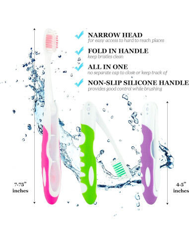 Cepillo de Dientes de Viaje Lingito 6 Piezas Suave Multicolor