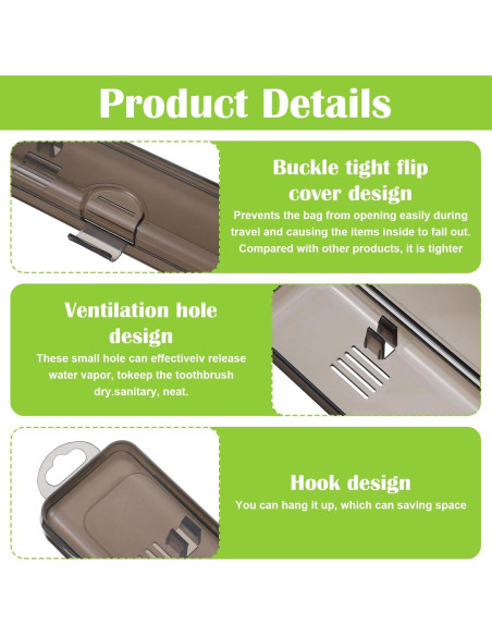 Estuche de viaje para cepillos de dientes Classicseali 2 Pack