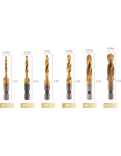 Juego de Brocas y Machos de Titanio HIDOTOL 6 Piezas Métricas 2