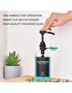 Dispensador de Enjuague Bucal Vidrio Onsogi 473 ml con Soporte 2