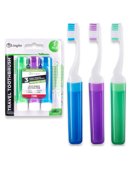 Cepillos de Dientes de Viaje Lingito - 3 Piezas Firmes