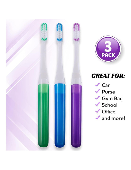 Cepillos de Dientes de Viaje Lingito - 3 Piezas Firmes