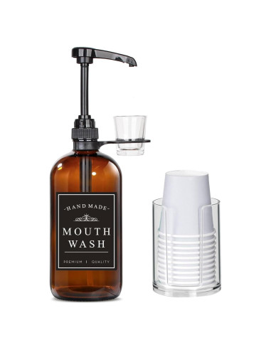 Dispensador de Enjuague Bucal Vidrio Ámbar Onsogi 473 ml