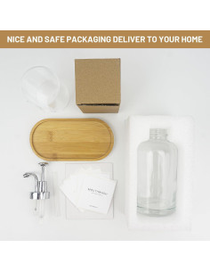 Dispensador de enjuague bucal Ezebesta vidrio 500 ml con soporte 2