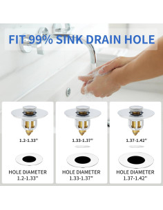 Tapón de lavabo Alocre 2 en 1 Cromo Plateado 4 cm 2