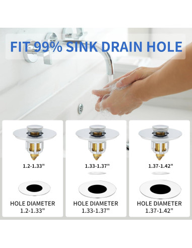 Tapón de lavabo Alocre 2 en 1 Cromo Plateado 4 cm