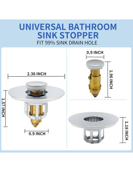 Tapón de lavabo Alocre 2 en 1 Cromo Plateado 4 cm