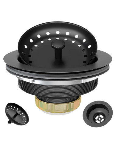 Desagüe de Fregadero Negro Mate Exakey 3.5" Acero Inoxidable