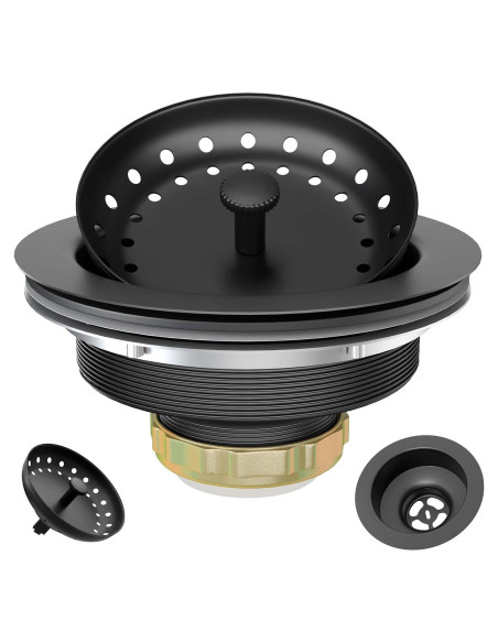 Desagüe de Fregadero Negro Mate Exakey 3.5" Acero Inoxidable