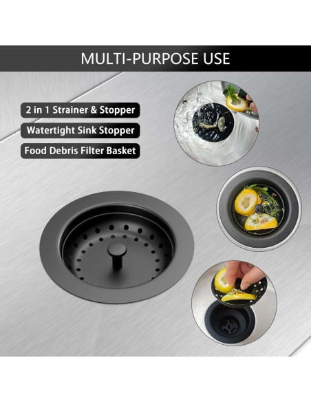 Desagüe de Fregadero Negro Mate Exakey 3.5" Acero Inoxidable