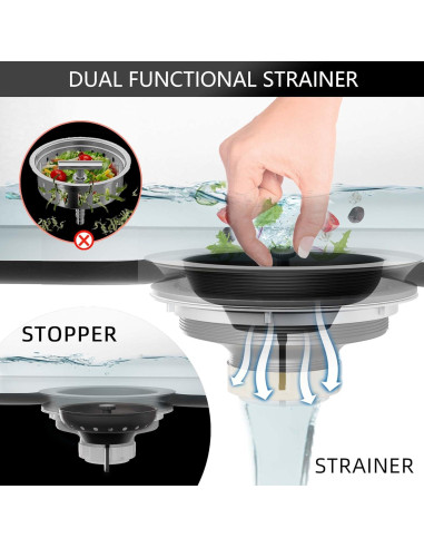 Desagüe de Fregadero Negro Mate Exakey 3.5" Acero Inoxidable