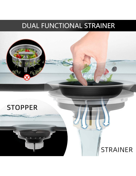 Desagüe de Fregadero Negro Mate Exakey 3.5" Acero Inoxidable